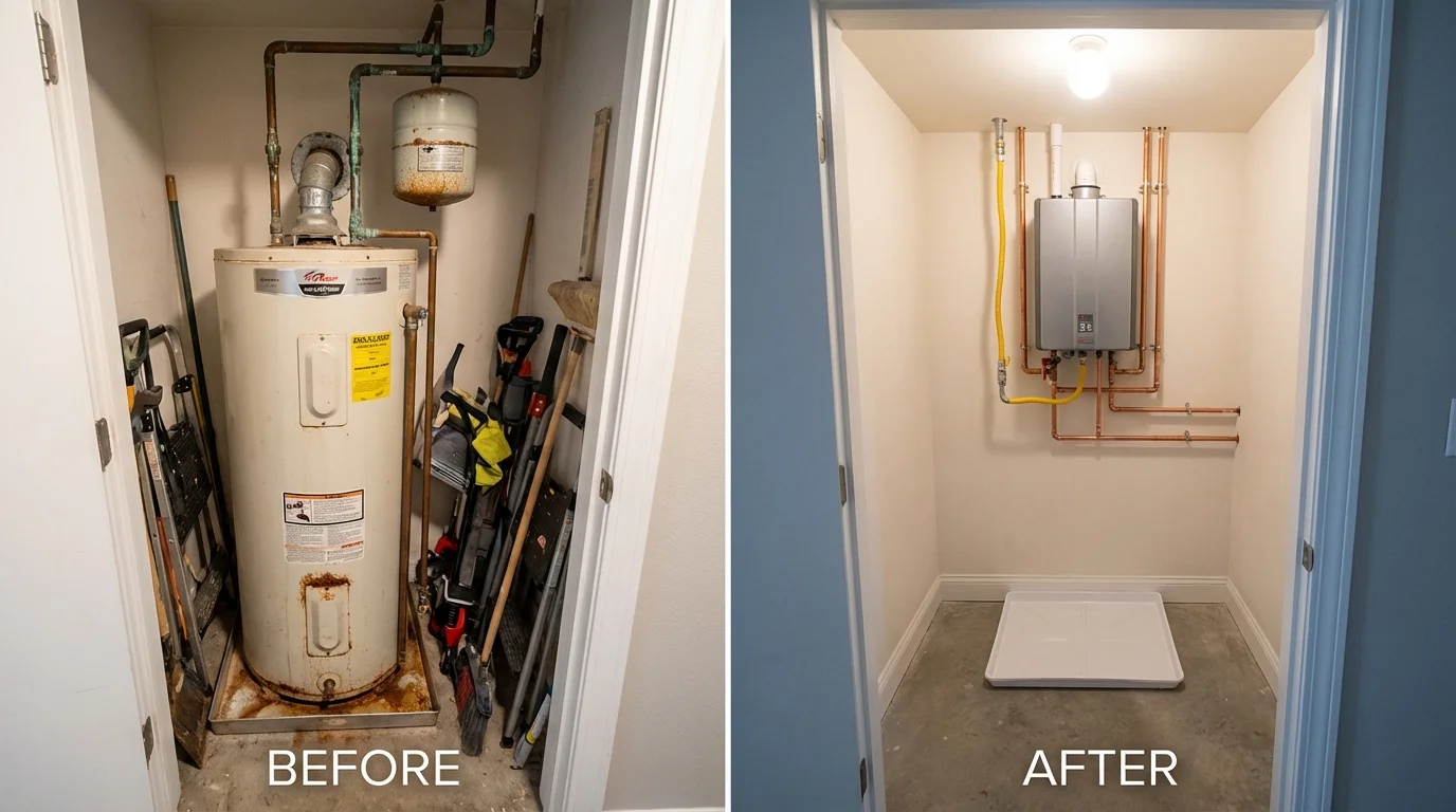 Tank water heater versus wall-mounted tankless unit comparison for Greenfield, MO homeowners